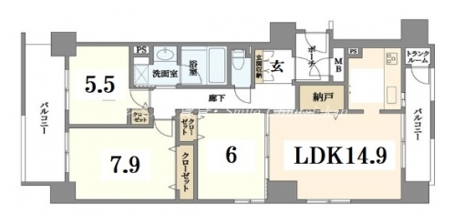 ベルシャトウ御所南堺町 間取り図
