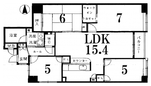 岩倉下在地町リースホーム 間取り図