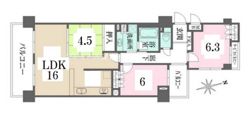 グランブルー三条柳馬場 間取り図