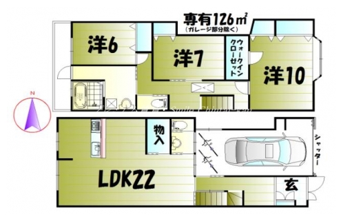 吉田中阿達町貸家 間取り図