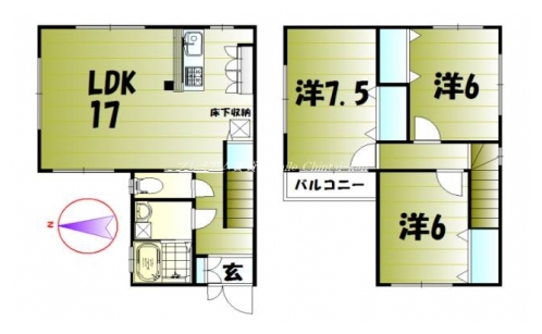 左京区讃州寺町貸家 間取り図