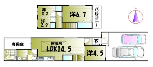 北区紫竹リノベーションホーム真中 間取り図