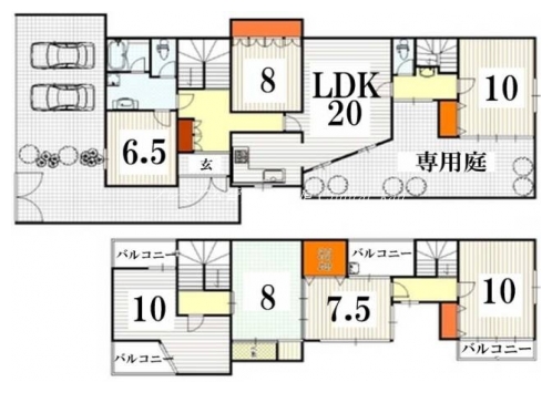 下鴨北園町貸家 間取り図