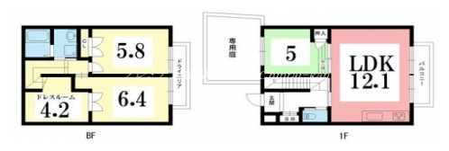 グリーンヒル北白川West 間取り図