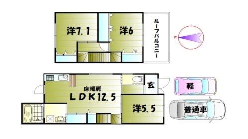 上賀茂松本町リノベ貸家 間取り図