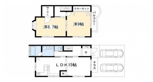 上賀茂豊田町貸家 南　貸家 間取り図
