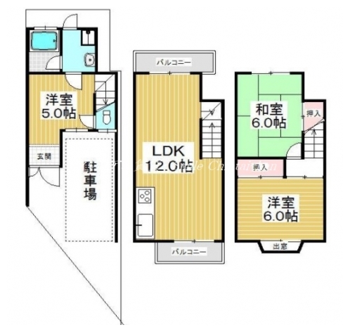 吉田泉殿町貸家 間取り図