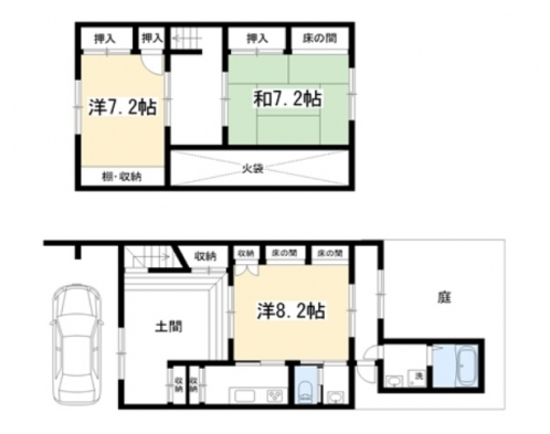 上京区大黒屋町京町家 間取り図