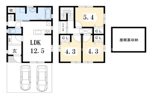 松ヶ崎東桜木町貸家 間取り図
