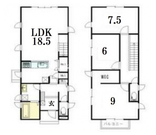 上京区上之町貸家 間取り図