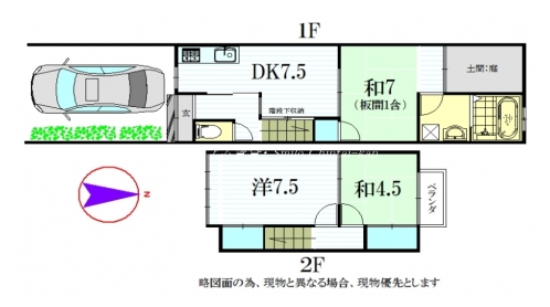 上賀茂藪田町貸家 間取り図