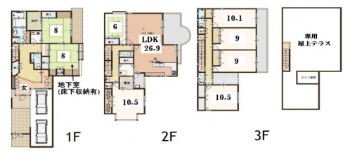 御所東戸建賃貸（真町） 間取り図