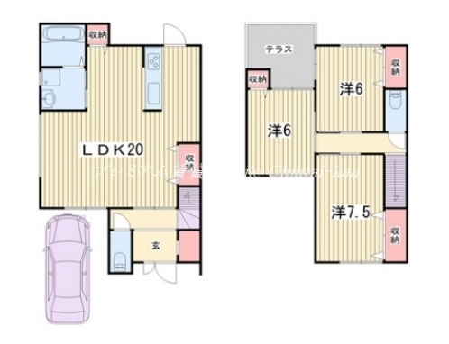 小山上内河原町貸家 間取り図
