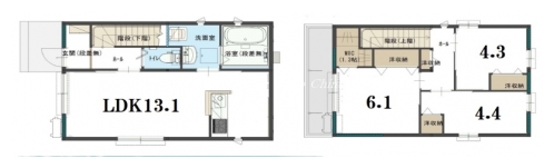 神光院町貸家 間取り図