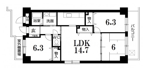 ベルク北野 間取り図