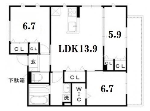 エルメゾン川端 間取り図